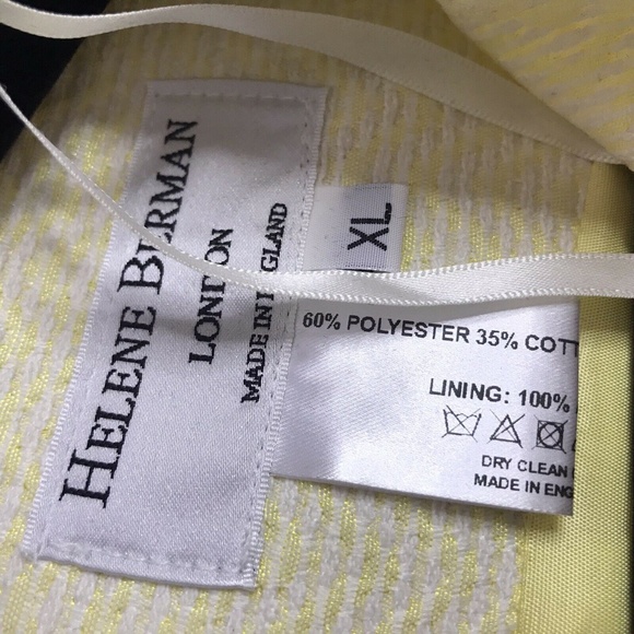 Helene Berman London Designer Dress Shift V Neck Chevron Yellow White New - Picture 3 of 7
